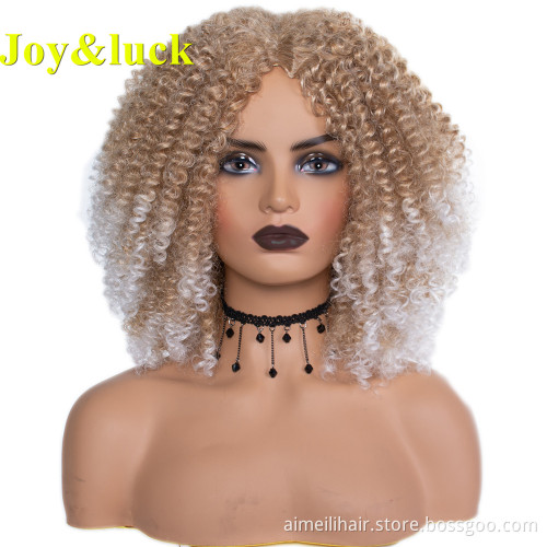 Ladies Hair For Women Wholesale Wig With Bangs Free Part Adjustable Band Black Color Afro Kinky Curly Short Synthetic Hair Wig